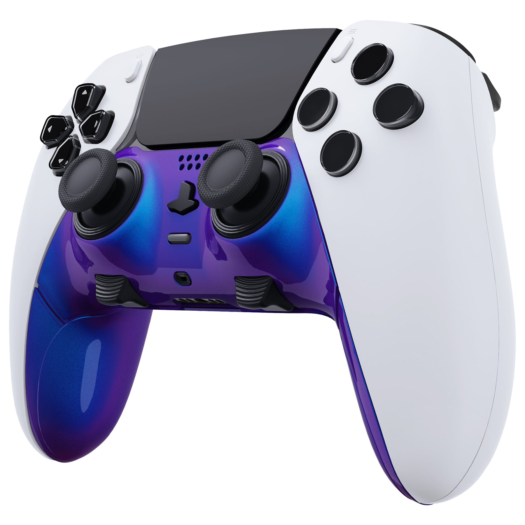 eXtremeRate Replacement Top Bottom Decorative Trim Shell Compatible with PS5 Edge Controller - Chameleon Purple Blue eXtremeRate