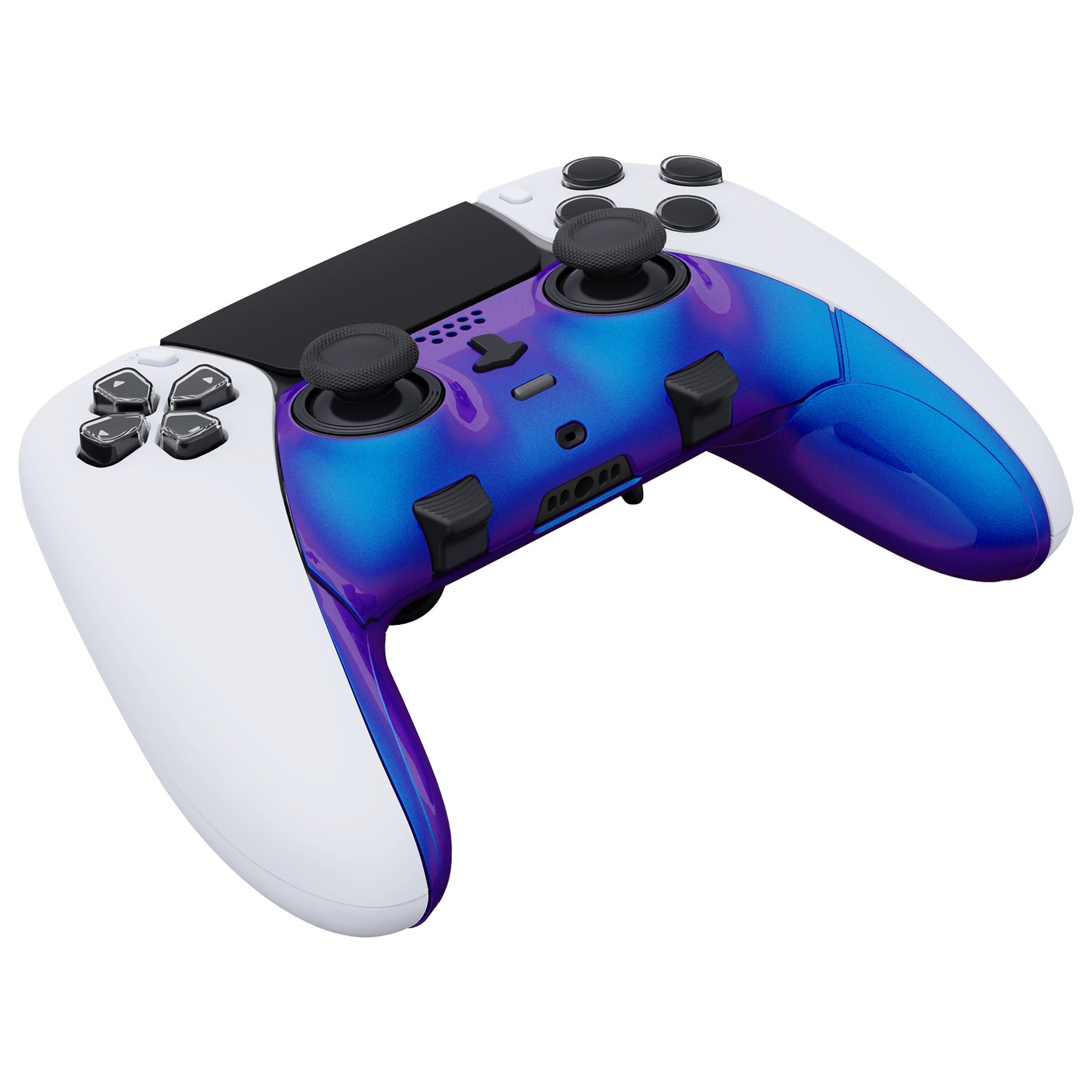 eXtremeRate Replacement Top Bottom Decorative Trim Shell Compatible with PS5 Edge Controller - Chameleon Purple Blue eXtremeRate