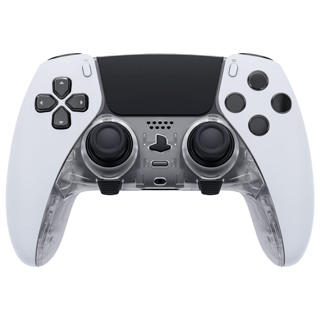 eXtremeRate Replacement Top Bottom Decorative Trim Shell Compatible with PS5 Edge Controller - Clear eXtremeRate