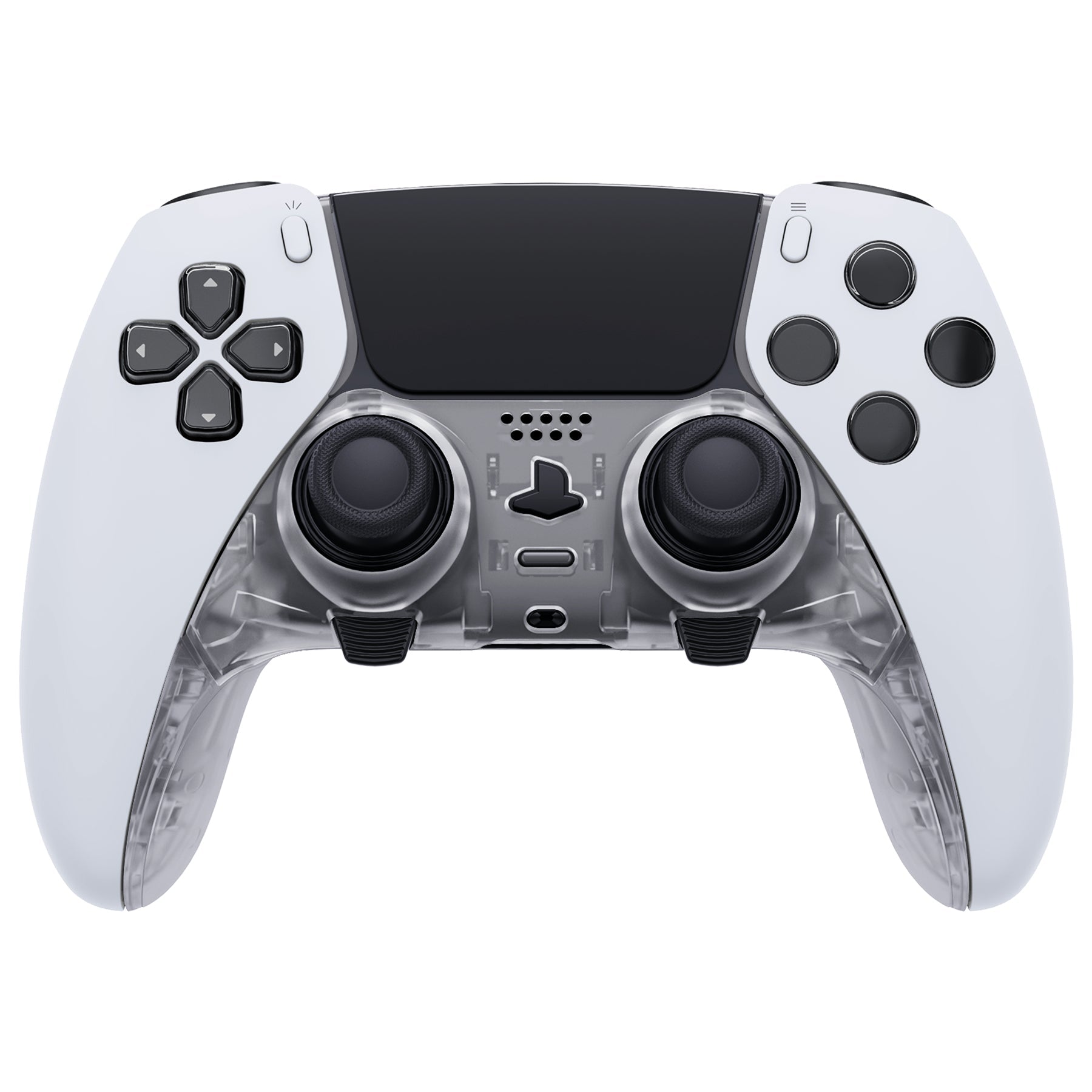 eXtremeRate Replacement Top Bottom Decorative Trim Shell Compatible with PS5 Edge Controller - Clear eXtremeRate