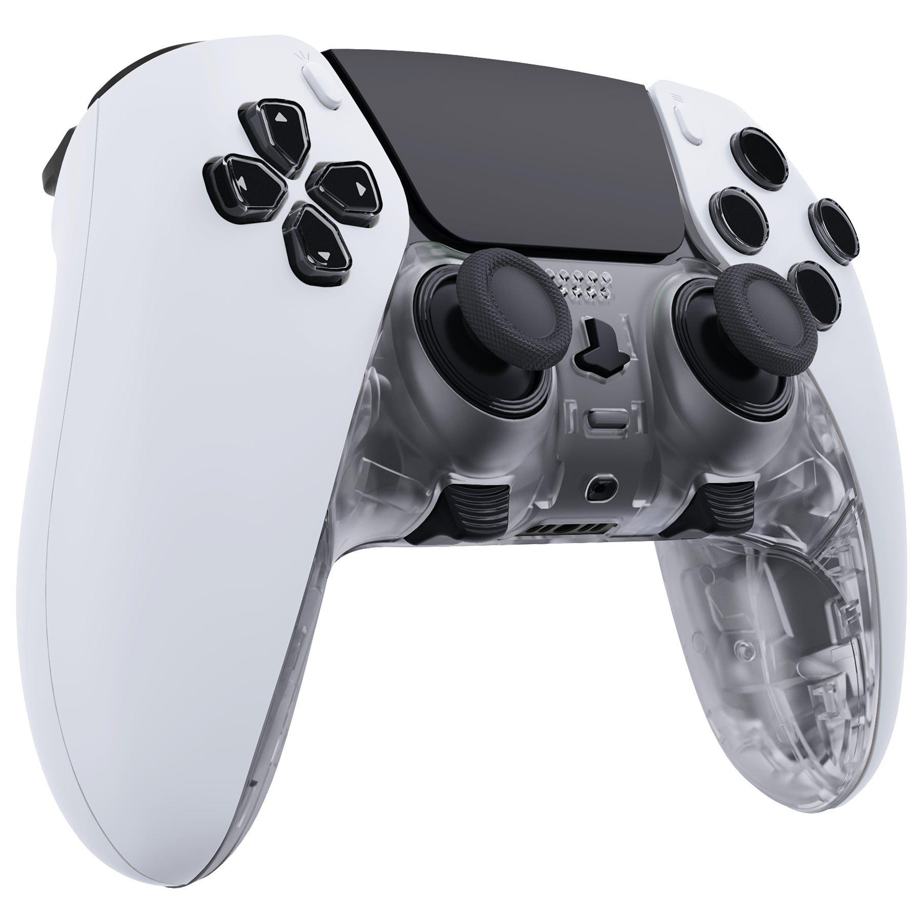 eXtremeRate Replacement Top Bottom Decorative Trim Shell Compatible with PS5 Edge Controller - Clear eXtremeRate