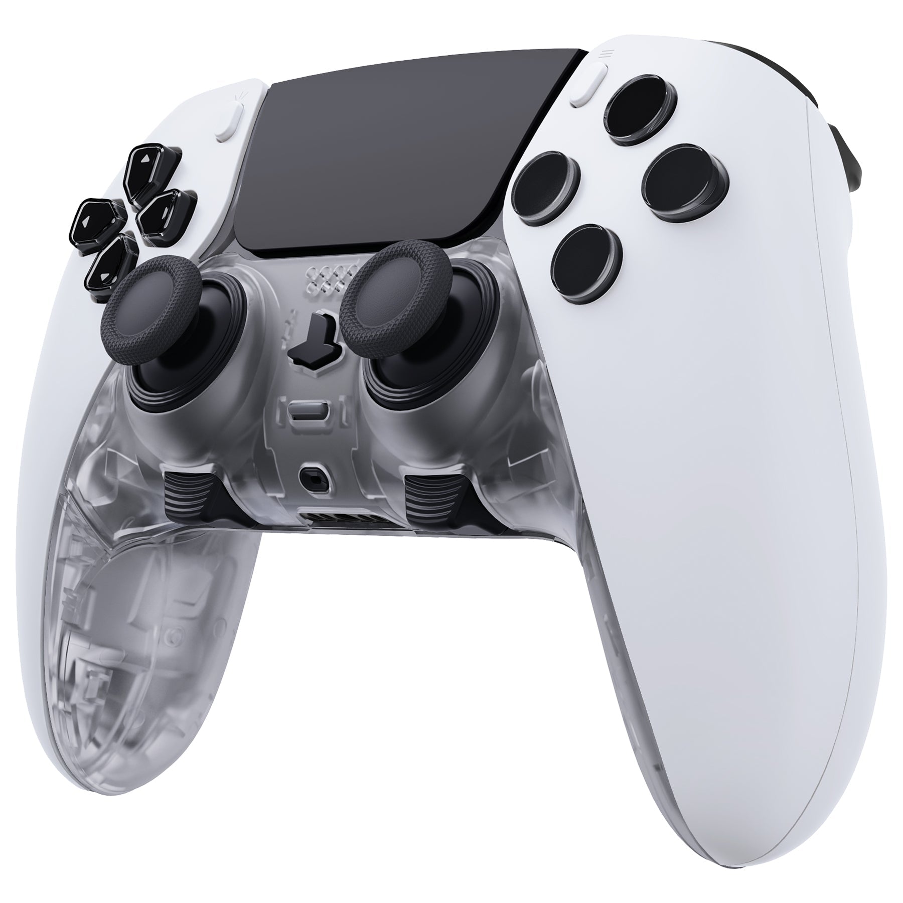 eXtremeRate Replacement Top Bottom Decorative Trim Shell Compatible with PS5 Edge Controller - Clear eXtremeRate