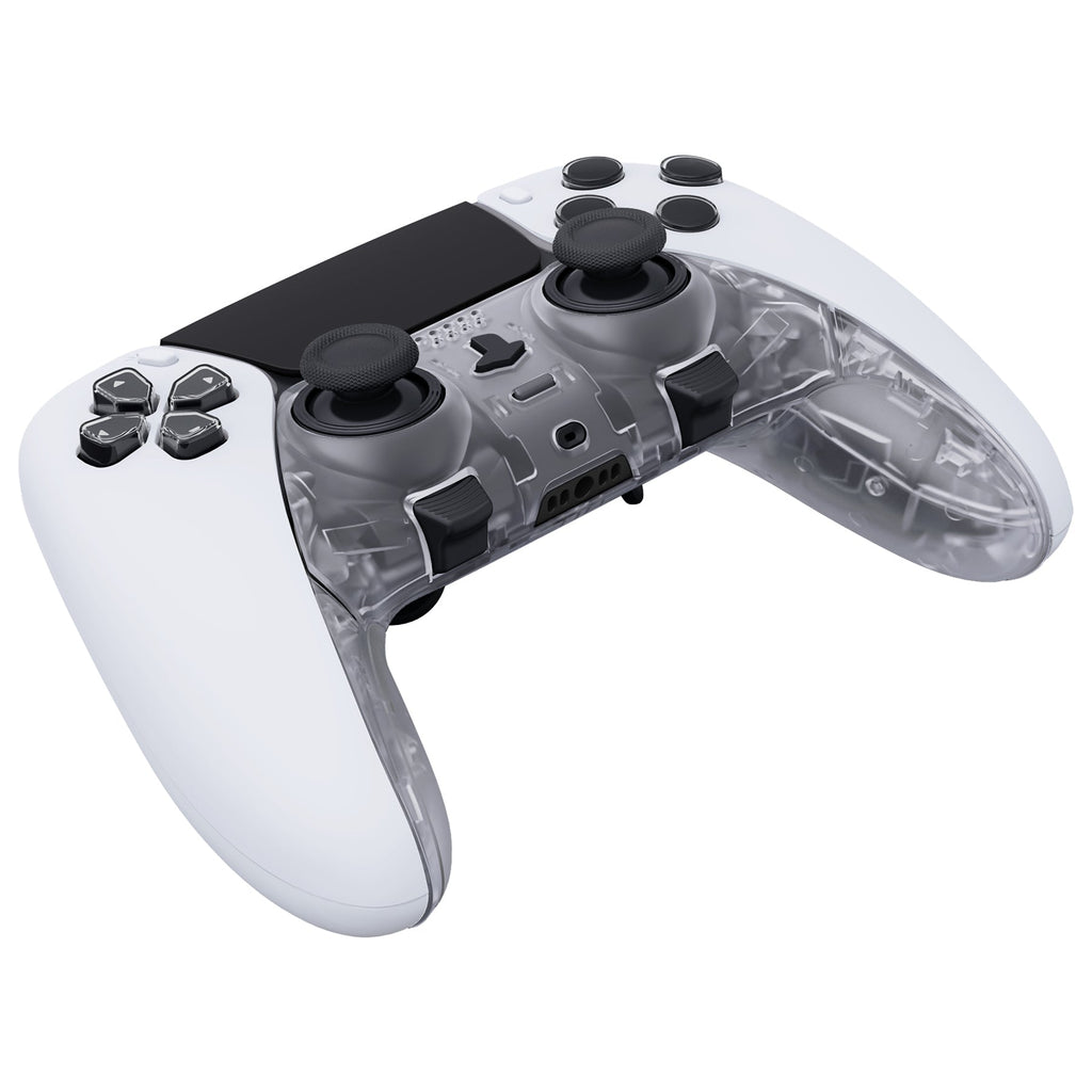 eXtremeRate Replacement Top Bottom Decorative Trim Shell Compatible with PS5 Edge Controller - Clear eXtremeRate
