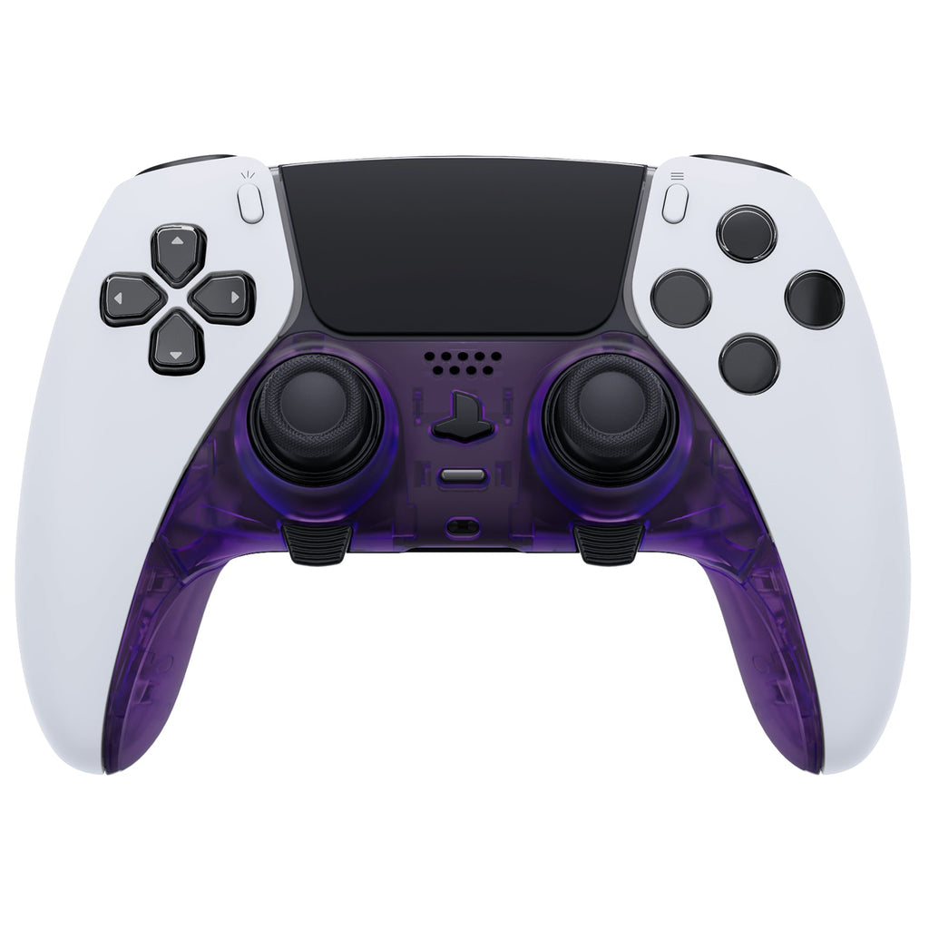 eXtremeRate Replacement Top Bottom Decorative Trim Shell Compatible with PS5 Edge Controller - Clear Atomic Purple eXtremeRate