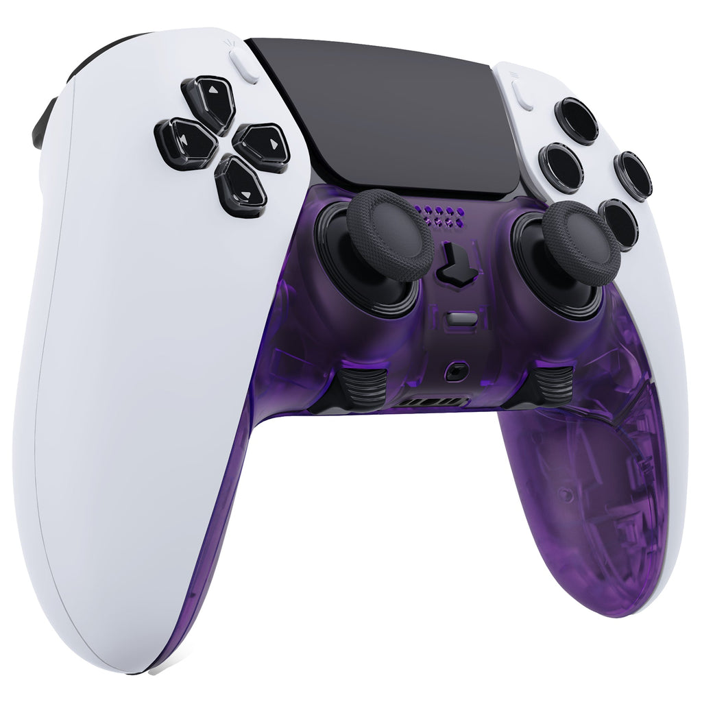 eXtremeRate Replacement Top Bottom Decorative Trim Shell Compatible with PS5 Edge Controller - Clear Atomic Purple eXtremeRate