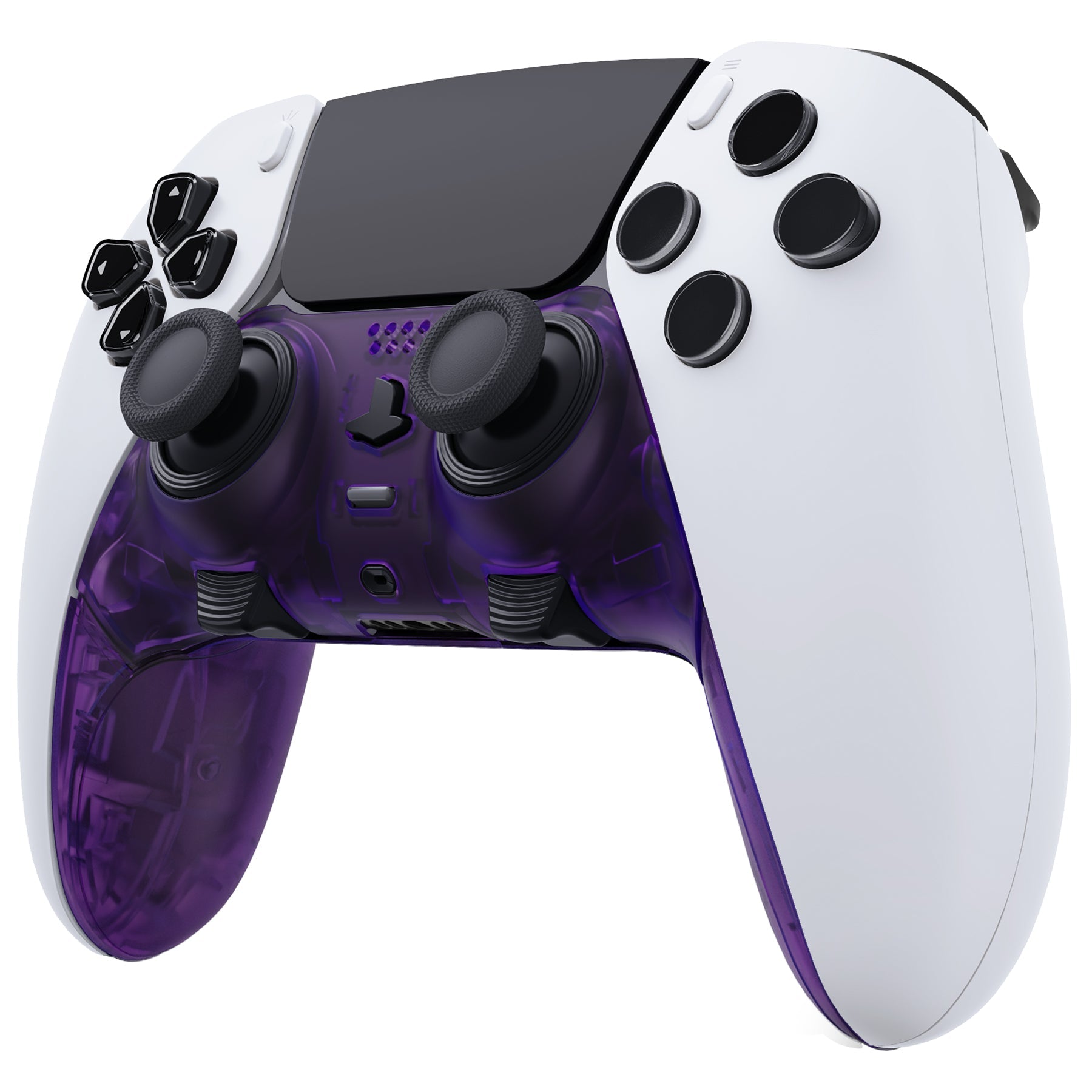eXtremeRate Replacement Top Bottom Decorative Trim Shell Compatible with PS5 Edge Controller - Clear Atomic Purple eXtremeRate