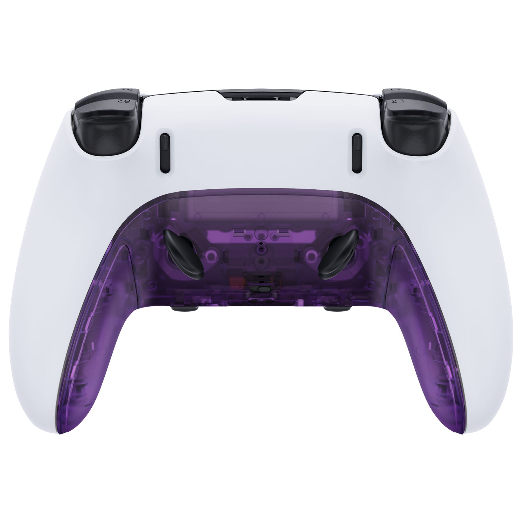 eXtremeRate Replacement Top Bottom Decorative Trim Shell Compatible with PS5 Edge Controller - Clear Atomic Purple eXtremeRate