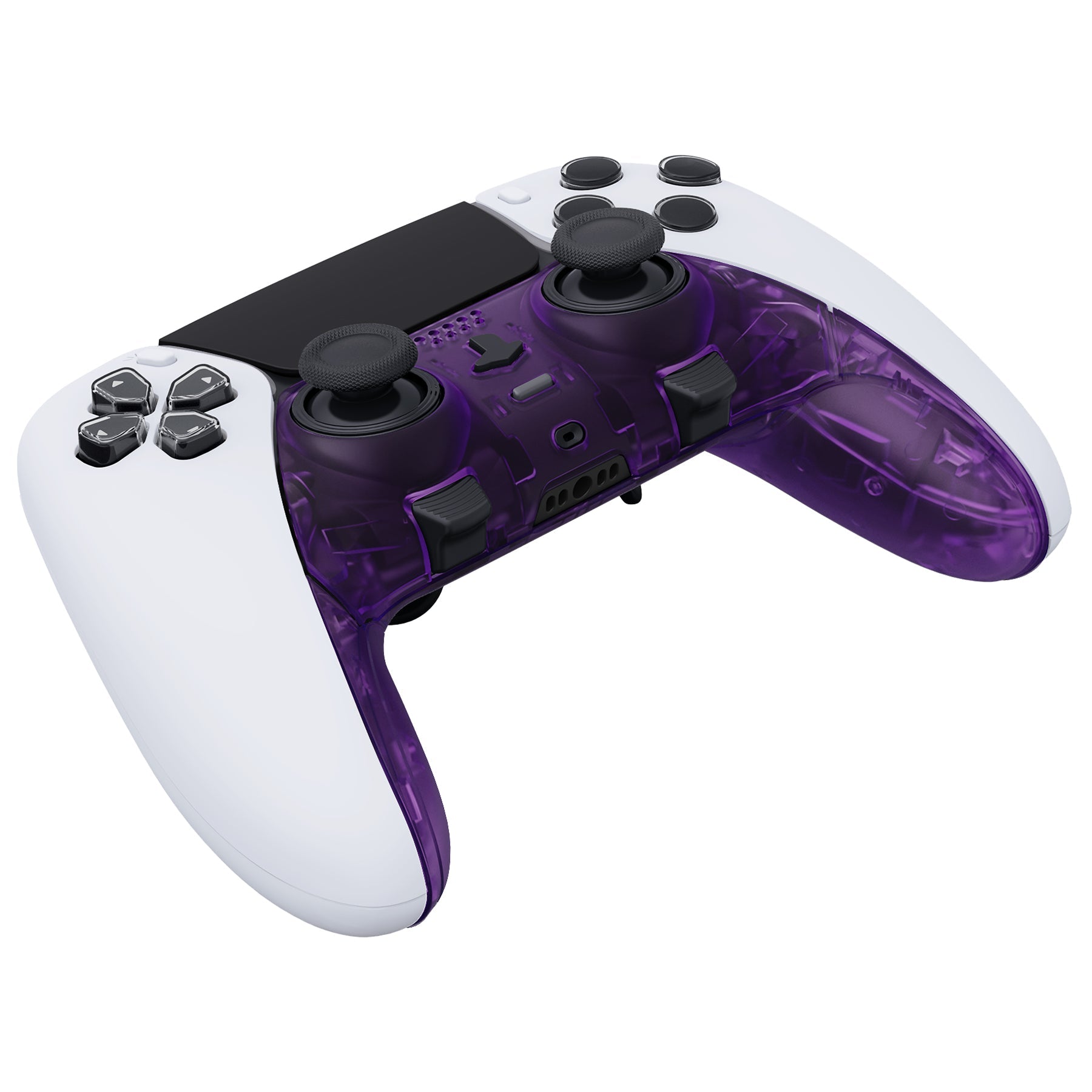 eXtremeRate Replacement Top Bottom Decorative Trim Shell Compatible with PS5 Edge Controller - Clear Atomic Purple eXtremeRate