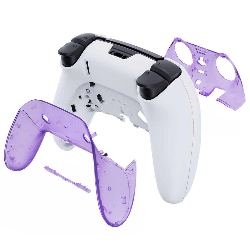 eXtremeRate Replacement Top Bottom Decorative Trim Shell Compatible with PS5 Edge Controller - Clear Atomic Purple eXtremeRate