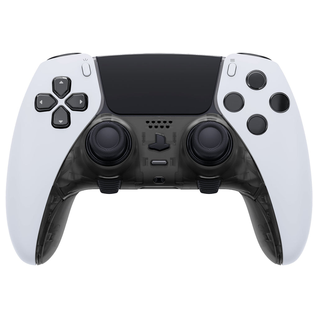 eXtremeRate Replacement Top Bottom Decorative Trim Shell Compatible with PS5 Edge Controller - Clear Black eXtremeRate