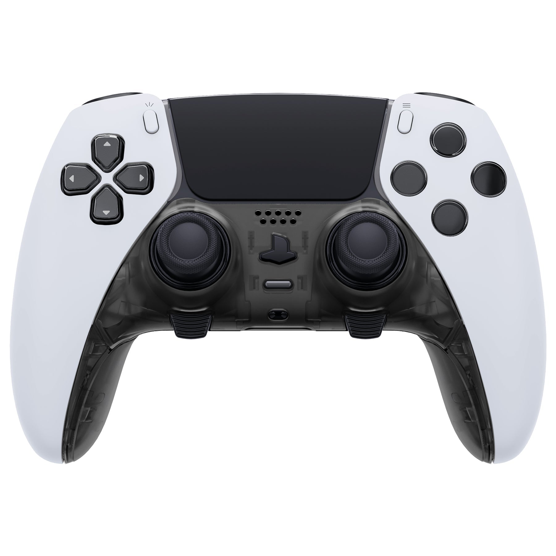 eXtremeRate Replacement Top Bottom Decorative Trim Shell Compatible with PS5 Edge Controller - Clear Black eXtremeRate