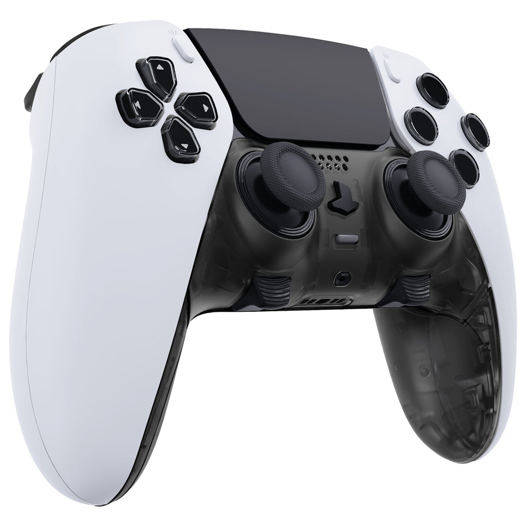 eXtremeRate Replacement Top Bottom Decorative Trim Shell Compatible with PS5 Edge Controller - Clear Black eXtremeRate