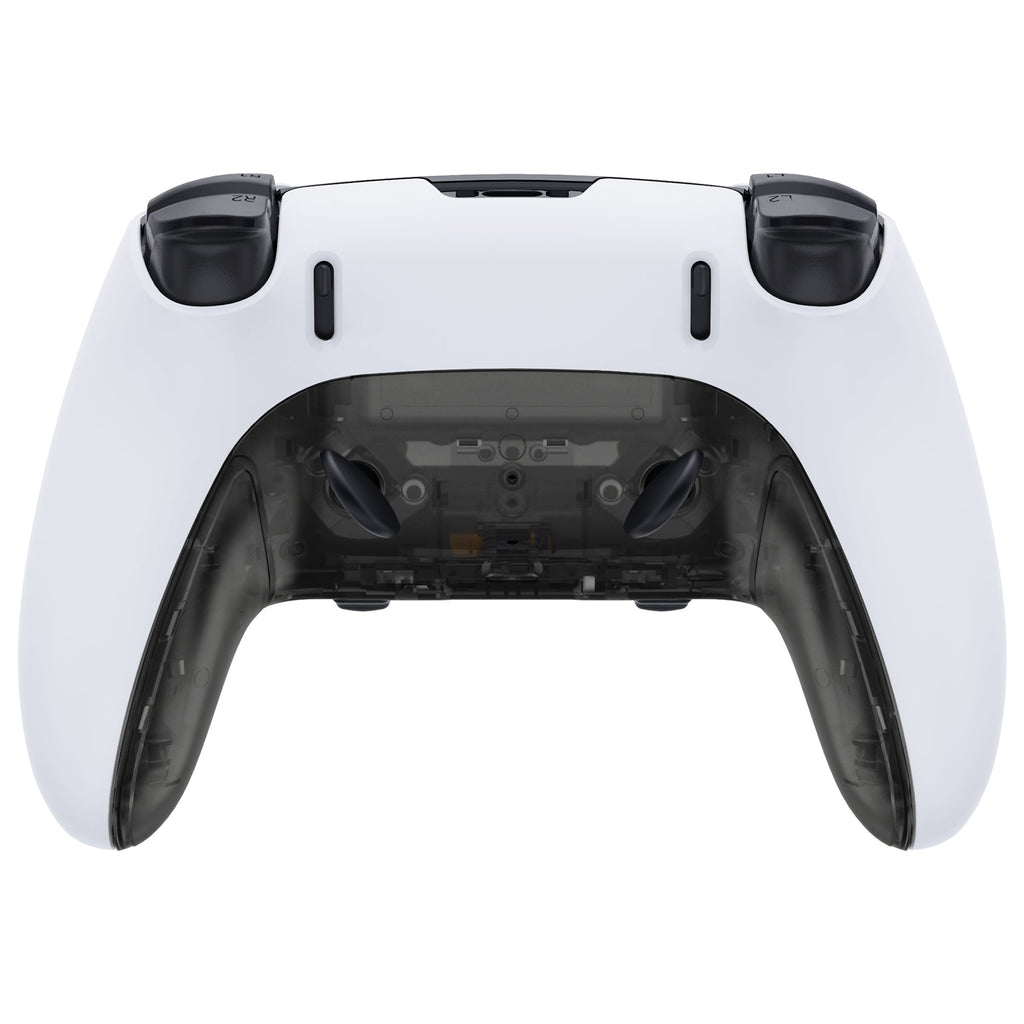 eXtremeRate Replacement Top Bottom Decorative Trim Shell Compatible with PS5 Edge Controller - Clear Black eXtremeRate