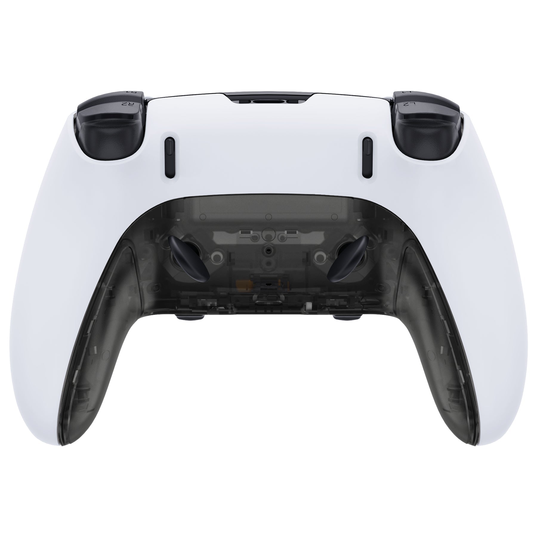 eXtremeRate Replacement Top Bottom Decorative Trim Shell Compatible with PS5 Edge Controller - Clear Black eXtremeRate