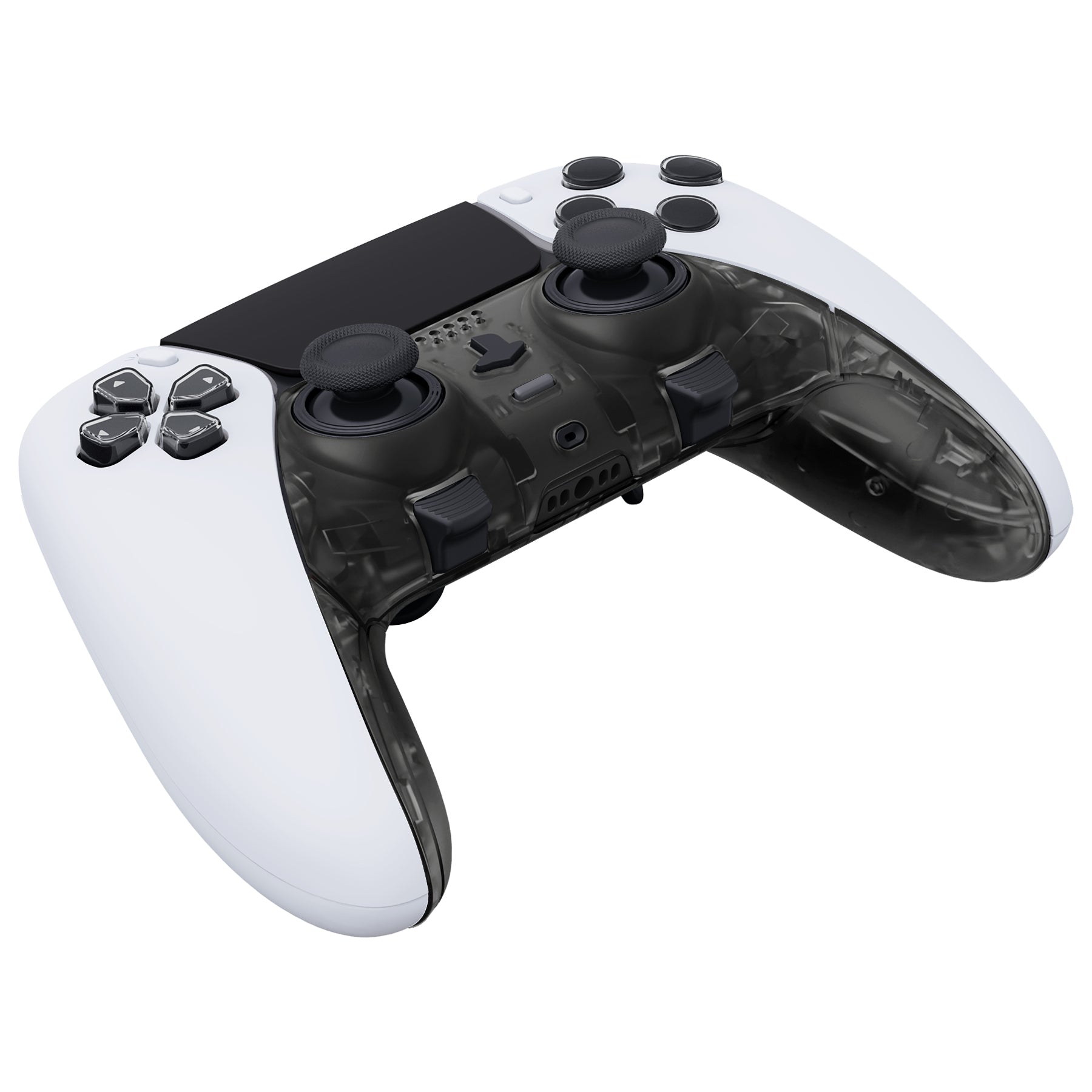 eXtremeRate Replacement Top Bottom Decorative Trim Shell Compatible with PS5 Edge Controller - Clear Black eXtremeRate