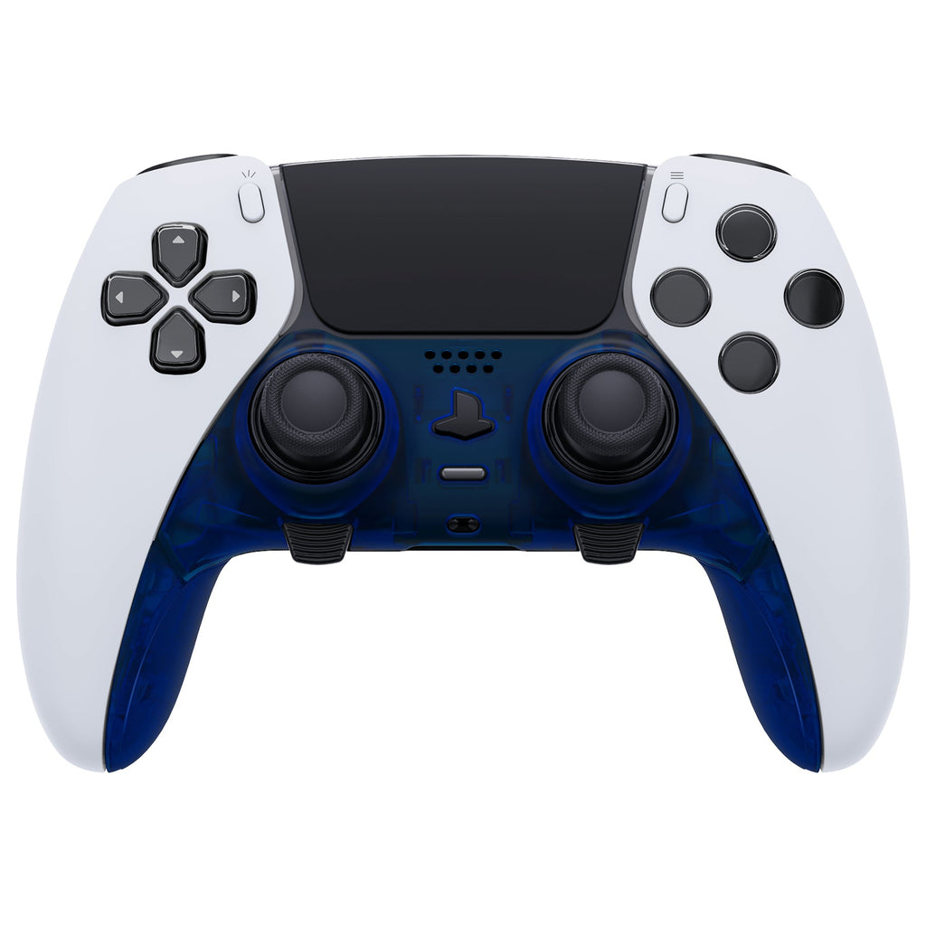 eXtremeRate Replacement Top Bottom Decorative Trim Shell Compatible with PS5 Edge Controller - Clear Blue eXtremeRate