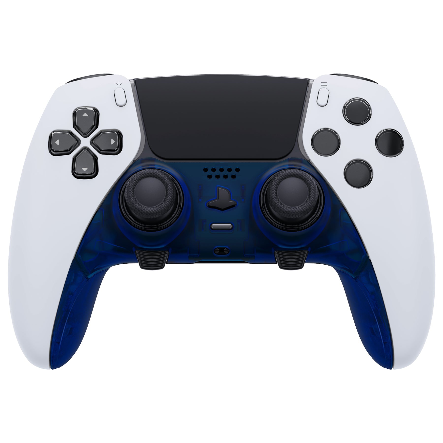 eXtremeRate Replacement Top Bottom Decorative Trim Shell Compatible with PS5 Edge Controller - Clear Blue eXtremeRate