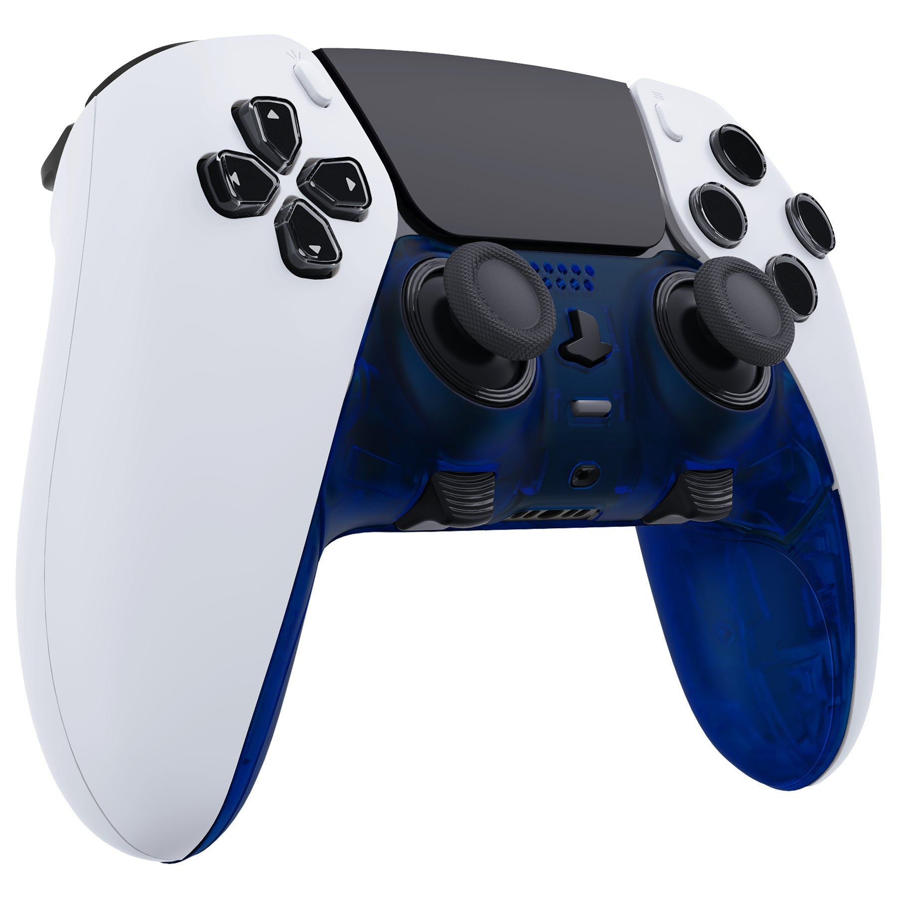 eXtremeRate Replacement Top Bottom Decorative Trim Shell Compatible with PS5 Edge Controller - Clear Blue eXtremeRate