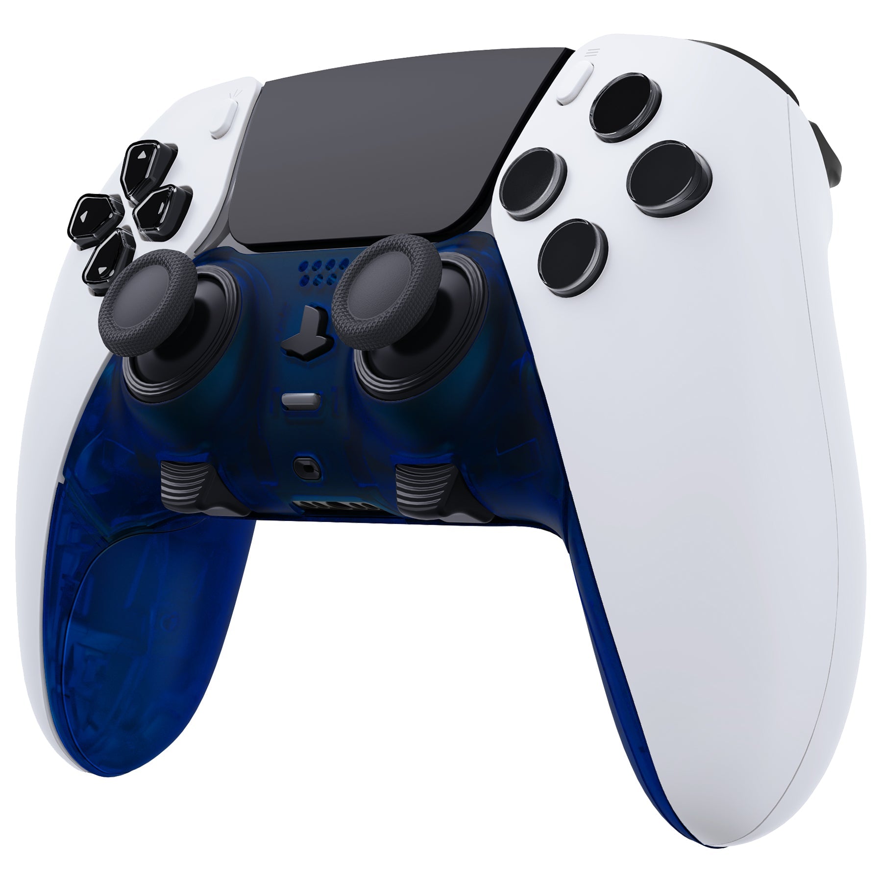 eXtremeRate Replacement Top Bottom Decorative Trim Shell Compatible with PS5 Edge Controller - Clear Blue eXtremeRate