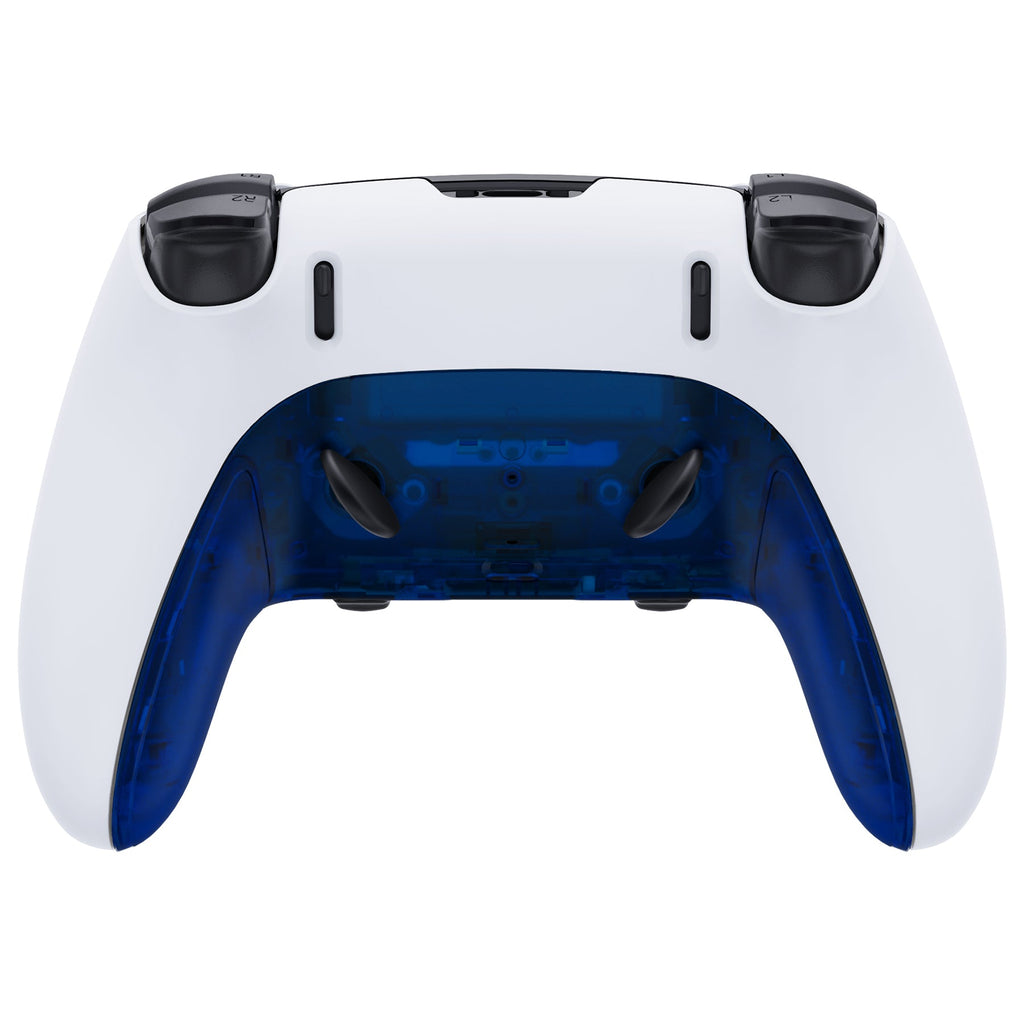 eXtremeRate Replacement Top Bottom Decorative Trim Shell Compatible with PS5 Edge Controller - Clear Blue eXtremeRate