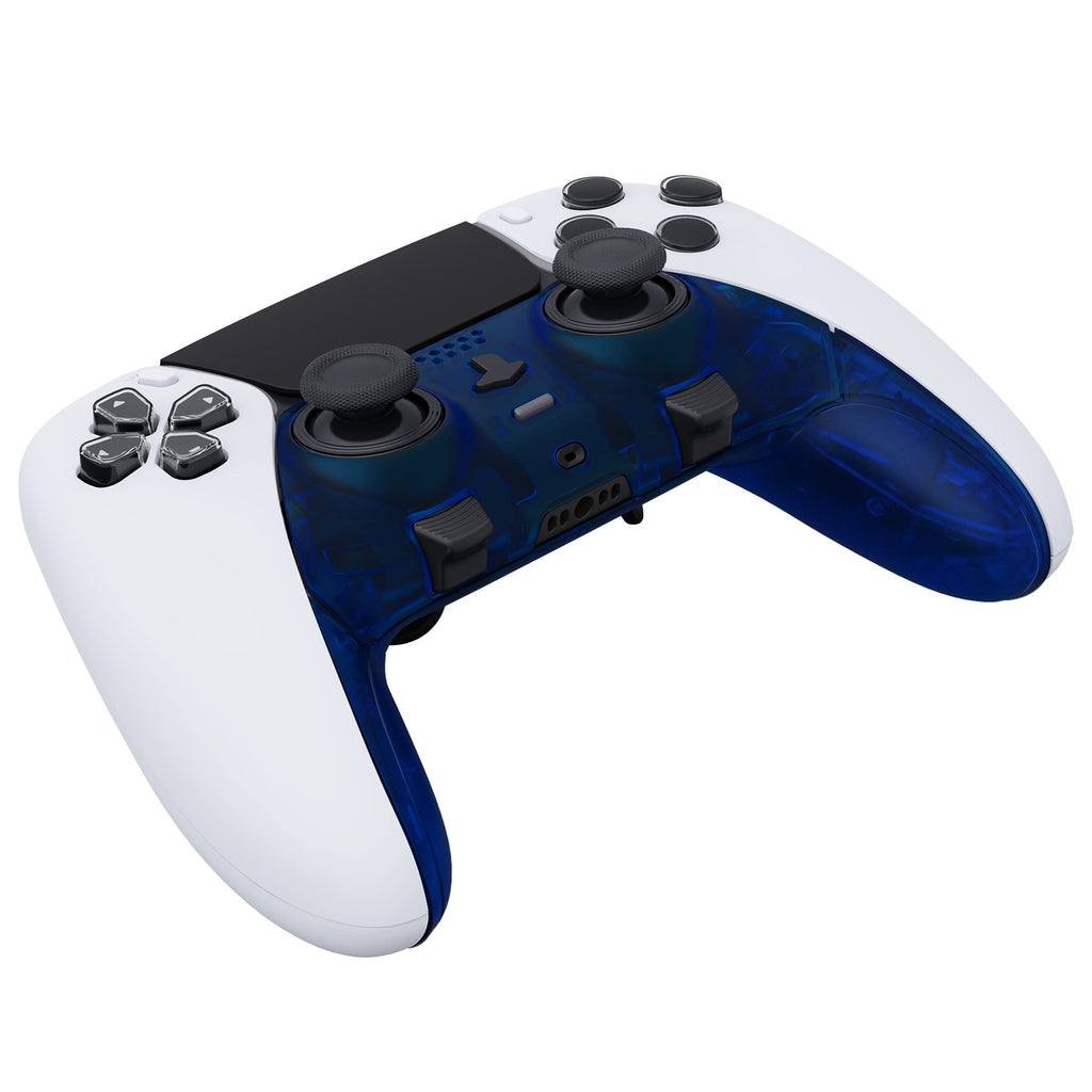 eXtremeRate Replacement Top Bottom Decorative Trim Shell Compatible with PS5 Edge Controller - Clear Blue eXtremeRate