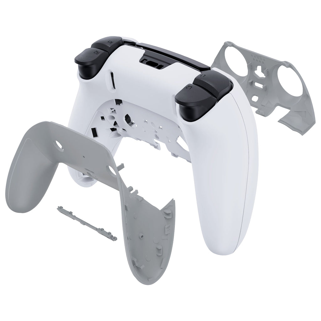 eXtremeRate Replacement Top Bottom Decorative Trim Shell Compatible with PS5 Edge Controller - New Hope Gray eXtremeRate