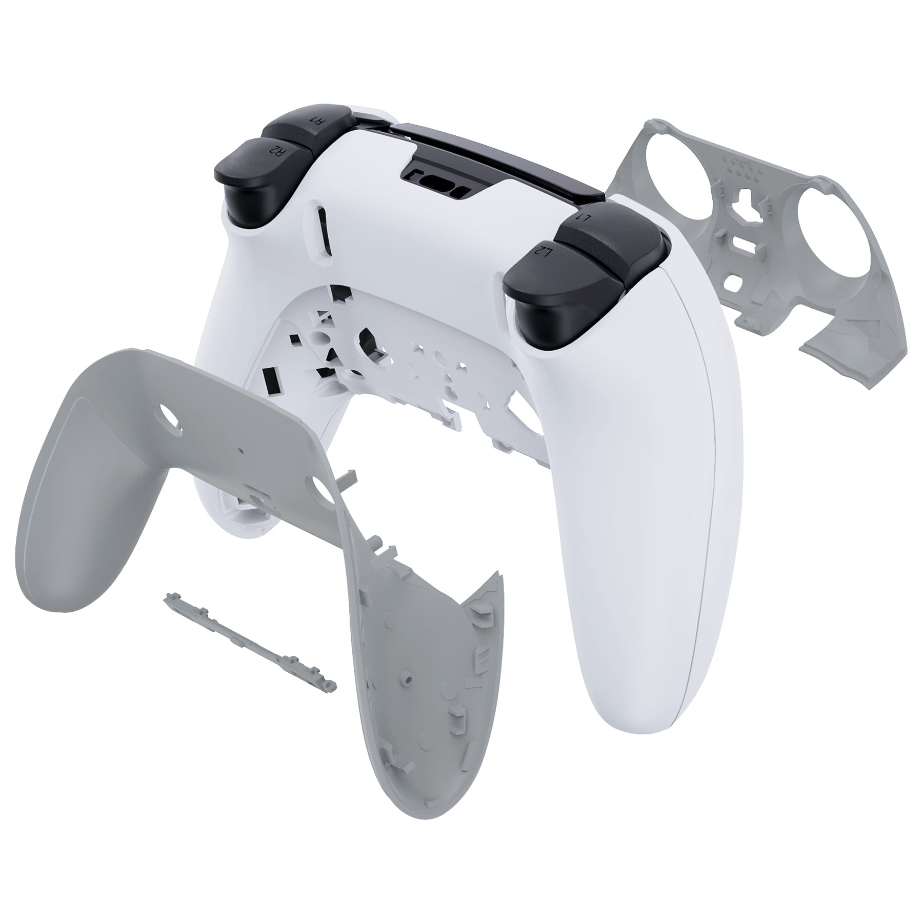 eXtremeRate Replacement Top Bottom Decorative Trim Shell Compatible with PS5 Edge Controller - New Hope Gray eXtremeRate