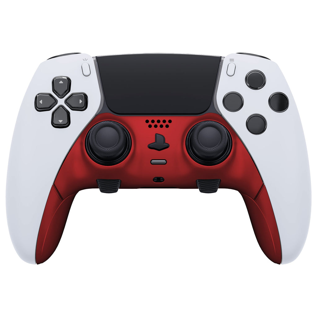 eXtremeRate Replacement Top Bottom Decorative Trim Shell Compatible with PS5 Edge Controller - Scarlet Red eXtremeRate