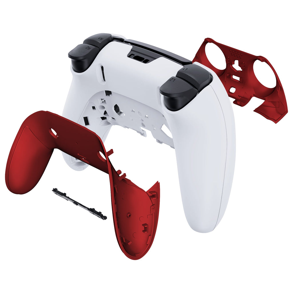 eXtremeRate Replacement Top Bottom Decorative Trim Shell Compatible with PS5 Edge Controller - Scarlet Red eXtremeRate