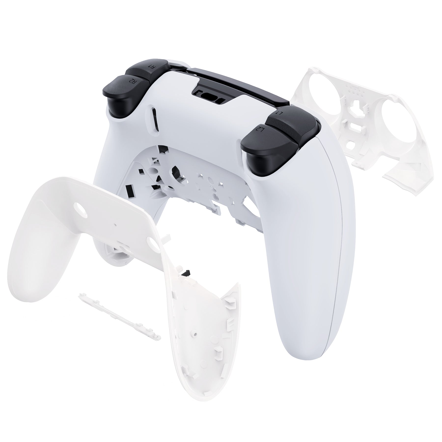 eXtremeRate Replacement Top Bottom Decorative Trim Shell Compatible with PS5 Edge Controller - White eXtremeRate