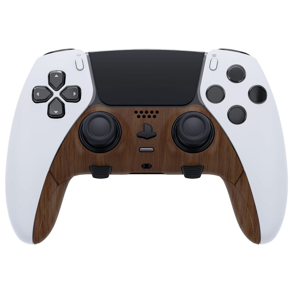 eXtremeRate Replacement Top Bottom Decorative Trim Shell Compatible with PS5 Edge Controller - Wood Grain eXtremeRate