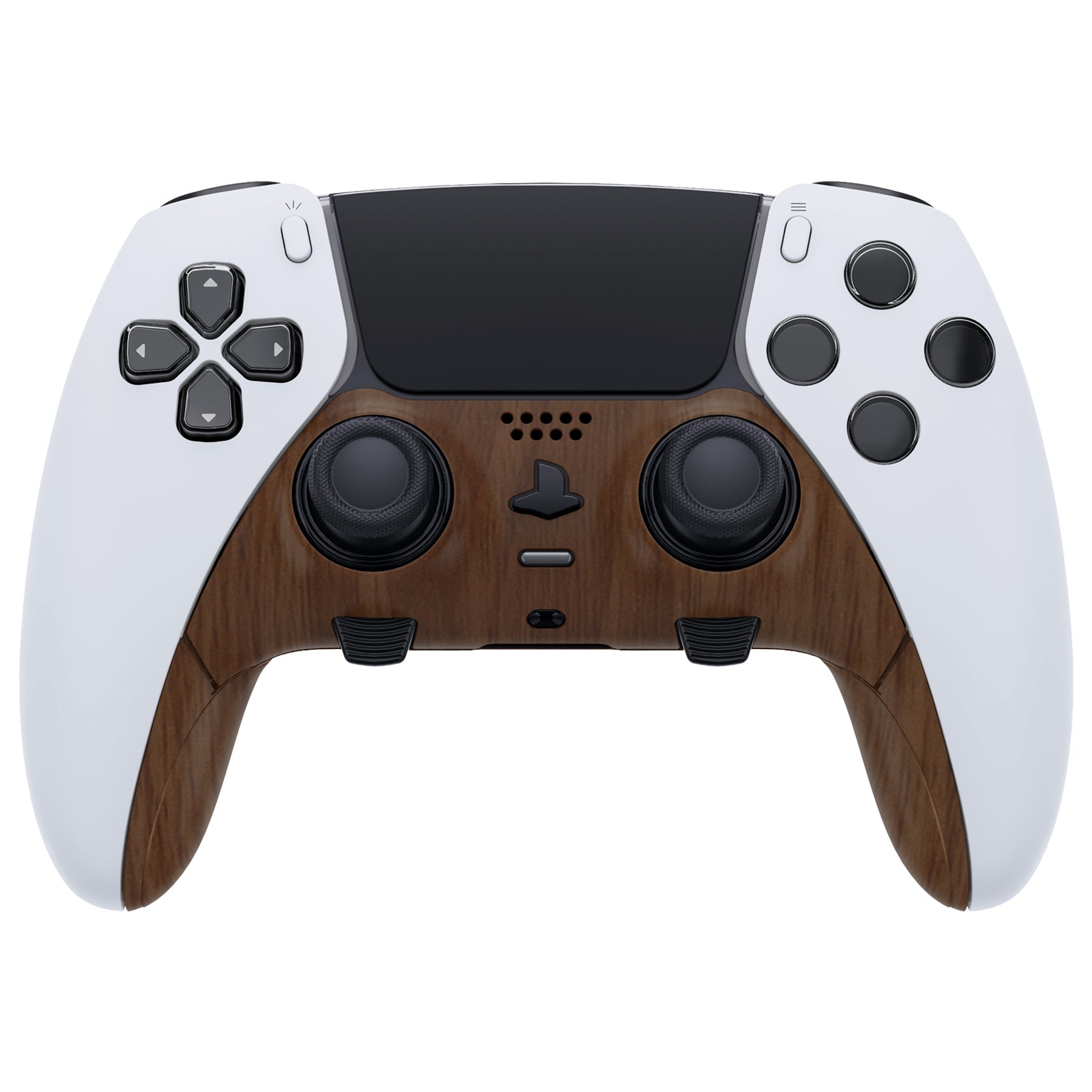 eXtremeRate Replacement Top Bottom Decorative Trim Shell Compatible with PS5 Edge Controller - Wood Grain eXtremeRate