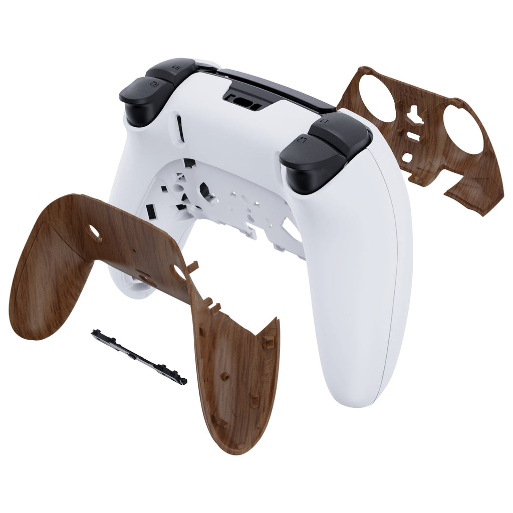 eXtremeRate Replacement Top Bottom Decorative Trim Shell Compatible with PS5 Edge Controller - Wood Grain eXtremeRate