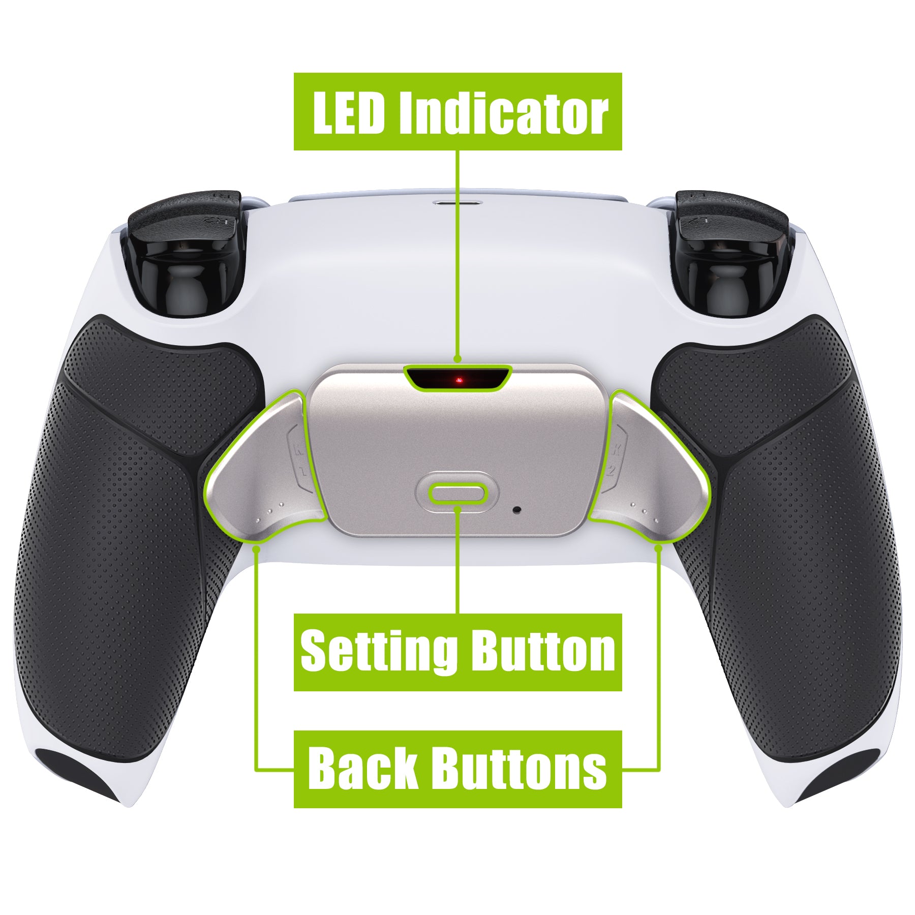 eXtremeRate Silver Real Metal Buttons (RMB) Version RISE 2.0 Remap Kit for PS5 Controller BDM-010/020 - Rubberized Black eXtremeRate