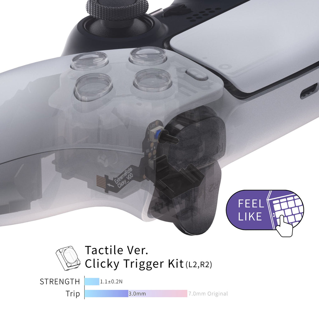 eXtremeRate Tactile Version Clicky Hair Trigger Kit for PS5 Controller Shoulder Buttons, Custom Tactile Bumper Trigger Buttons for PS5 Controller BDM-010 & BDM-020 eXtremeRate