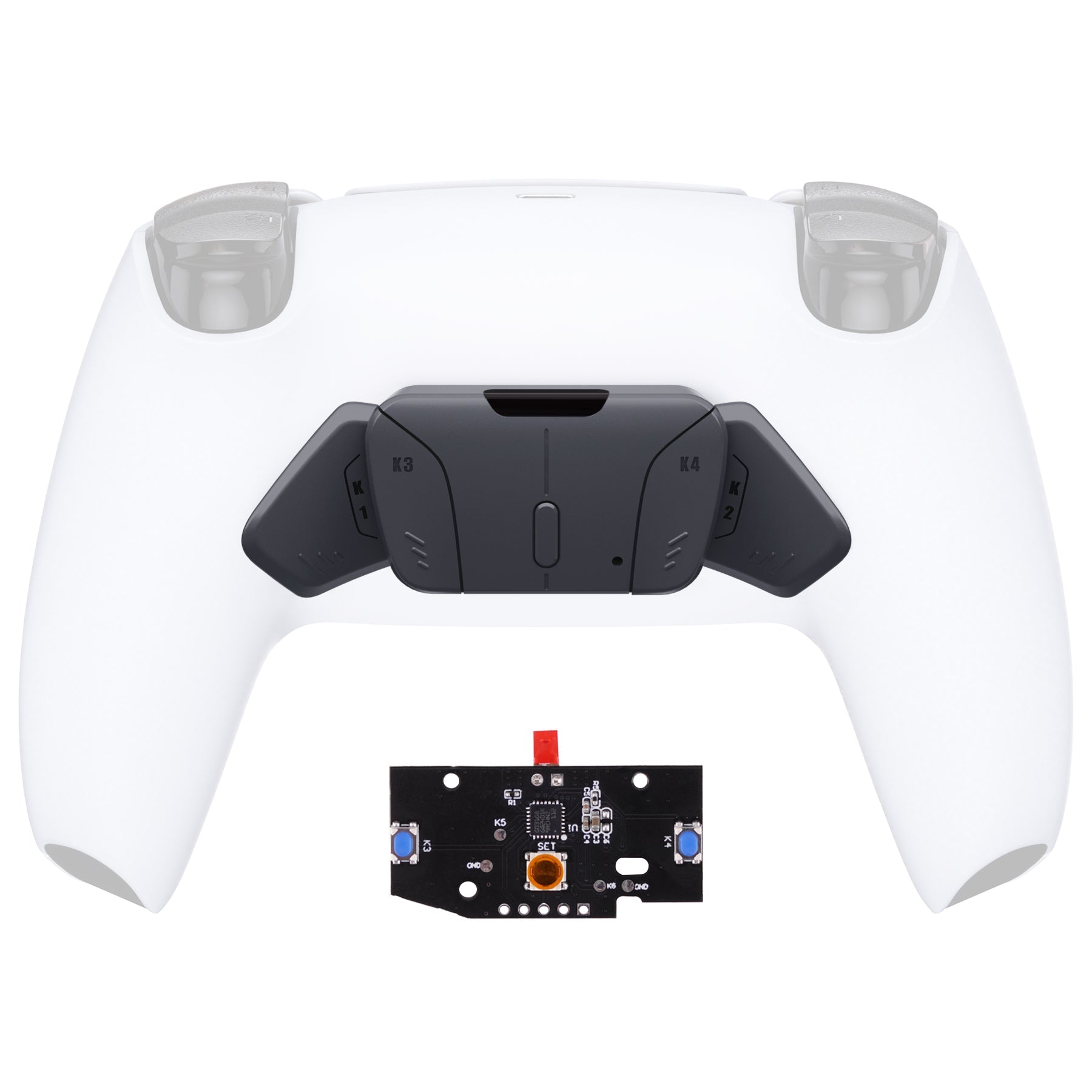 eXtremeRate Turn RISE to RISE4 Kit – Redesigned K1 K2 K3 K4 Back Buttons Housing & Remap PCB Board for eXtremeRate RISE & RISE4 Remap kit, Compatible with PS5 Controller - Classic Gray eXtremeRate
