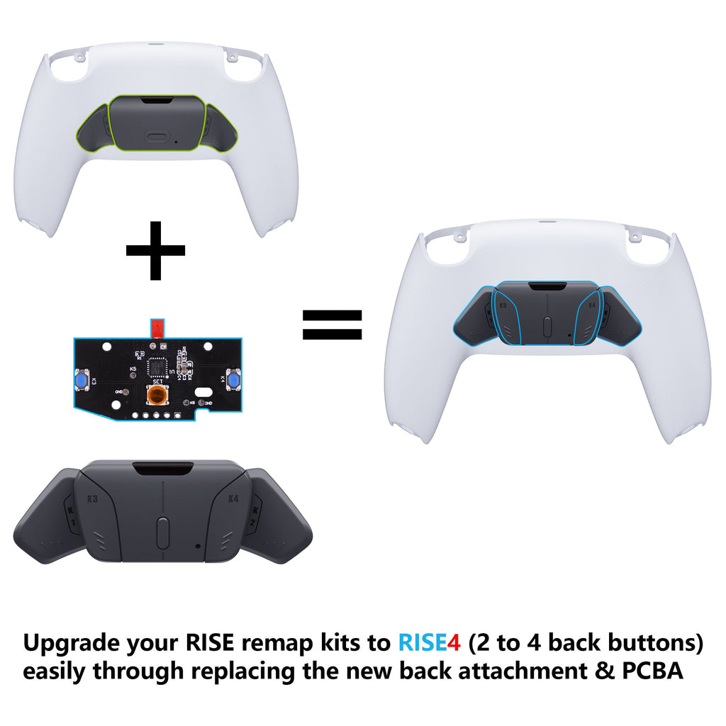 eXtremeRate Turn RISE to RISE4 Kit – Redesigned K1 K2 K3 K4 Back Buttons Housing & Remap PCB Board for eXtremeRate RISE & RISE4 Remap kit, Compatible with PS5 Controller - Classic Gray eXtremeRate