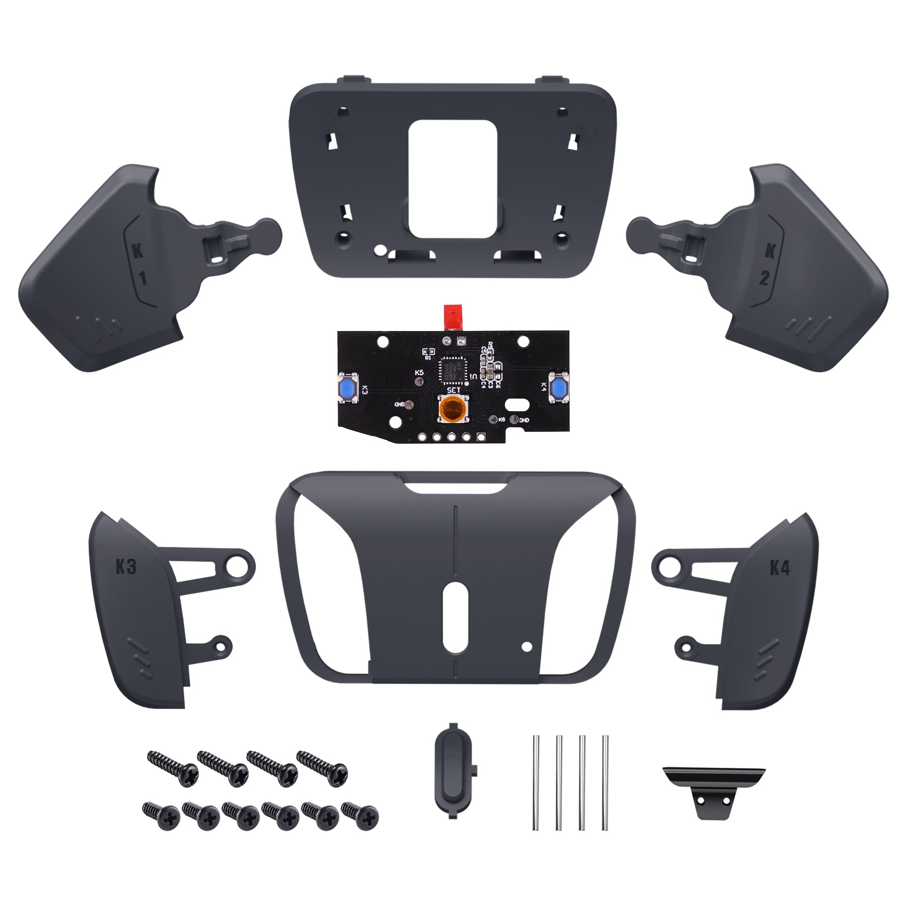 eXtremeRate Turn RISE to RISE4 Kit – Redesigned K1 K2 K3 K4 Back Buttons Housing & Remap PCB Board for eXtremeRate RISE & RISE4 Remap kit, Compatible with PS5 Controller - Classic Gray eXtremeRate