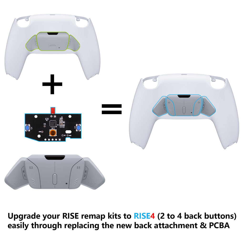 eXtremeRate Turn RISE to RISE4 Kit – Redesigned K1 K2 K3 K4 Back Buttons Housing & Remap PCB Board for eXtremeRate RISE & RISE4 Remap kit, Compatible with PS5 Controller - New Hope Gray eXtremeRate