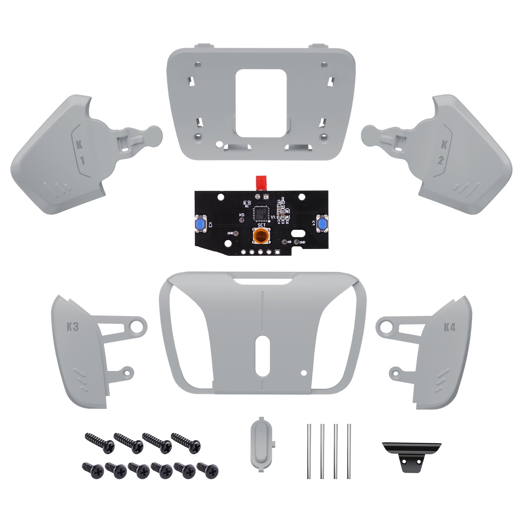 eXtremeRate Turn RISE to RISE4 Kit – Redesigned K1 K2 K3 K4 Back Buttons Housing & Remap PCB Board for eXtremeRate RISE & RISE4 Remap kit, Compatible with PS5 Controller - New Hope Gray eXtremeRate