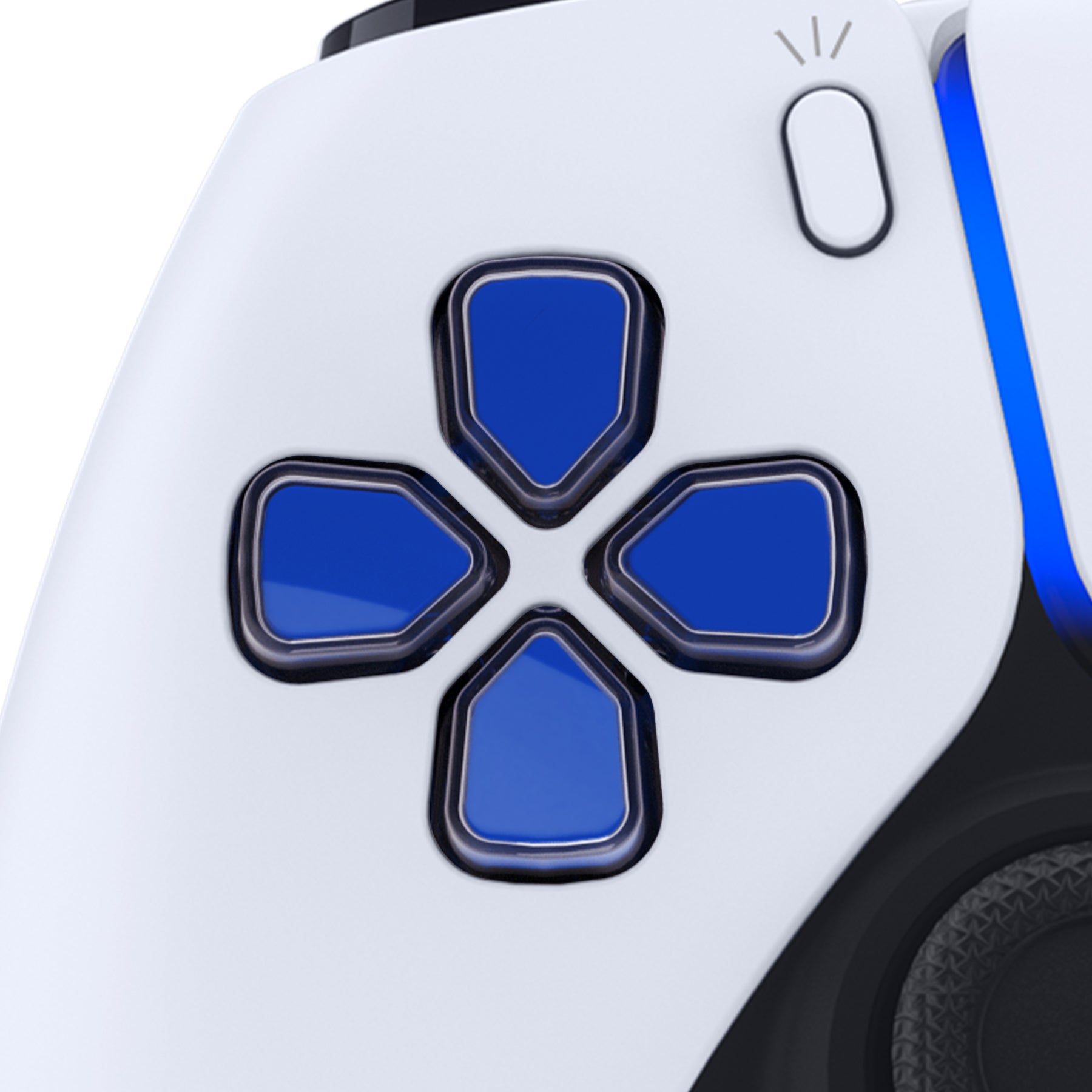eXtremeRate Replacement No Letter Imprint Two-Tone Dpad Action Buttons for PS5 Controller - Blue & Clear eXtremeRate