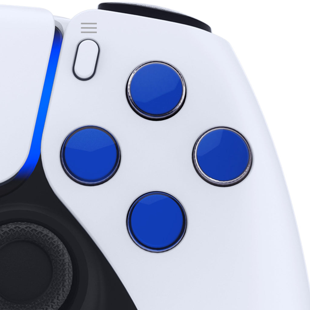 eXtremeRate Replacement No Letter Imprint Two-Tone Dpad Action Buttons for PS5 Controller - Blue & Clear eXtremeRate