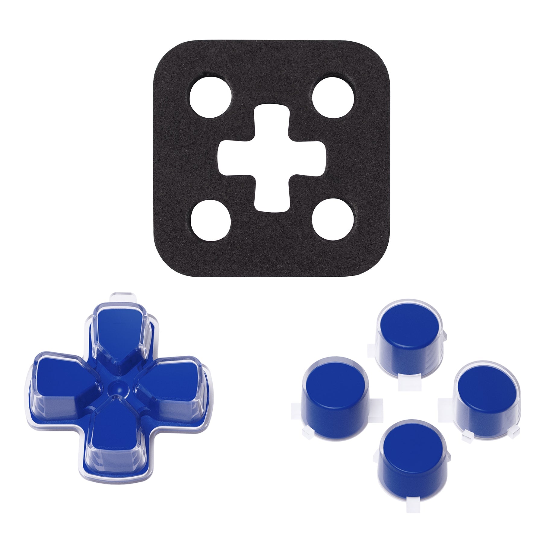 eXtremeRate Replacement No Letter Imprint Two-Tone Dpad Action Buttons for PS5 Controller - Blue & Clear eXtremeRate