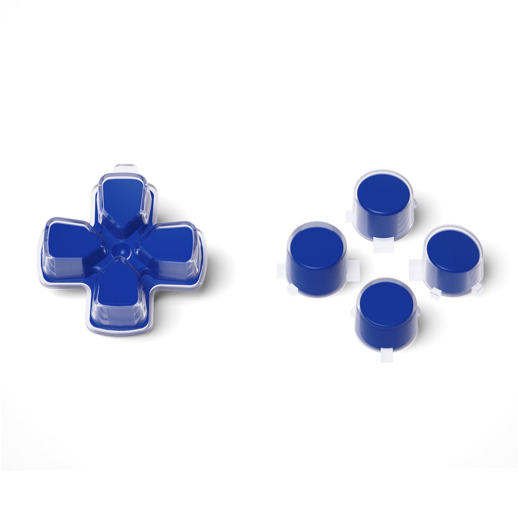 eXtremeRate Replacement No Letter Imprint Two-Tone Dpad Action Buttons for PS5 Controller - Blue & Clear eXtremeRate