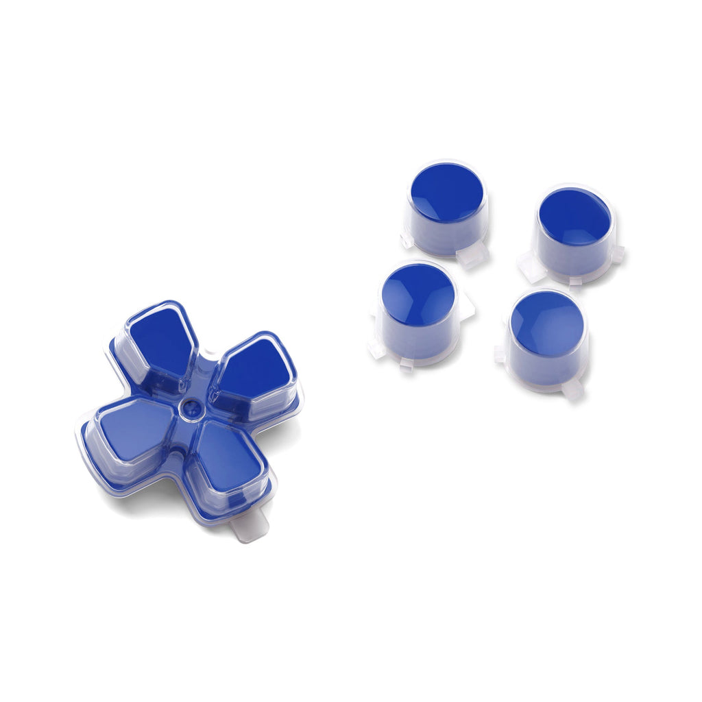eXtremeRate Replacement No Letter Imprint Two-Tone Dpad Action Buttons for PS5 Controller - Blue & Clear eXtremeRate