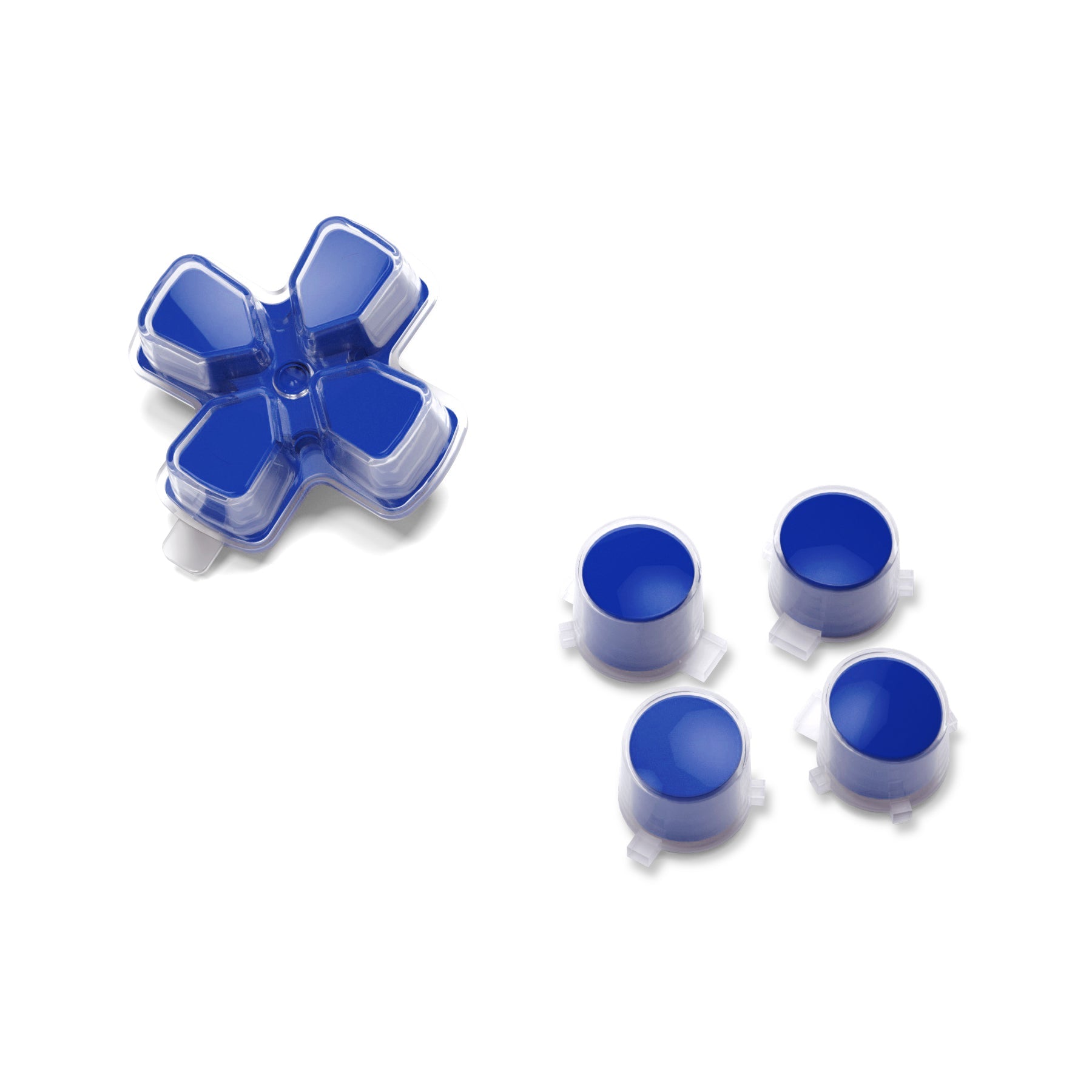eXtremeRate Replacement No Letter Imprint Two-Tone Dpad Action Buttons for PS5 Controller - Blue & Clear eXtremeRate