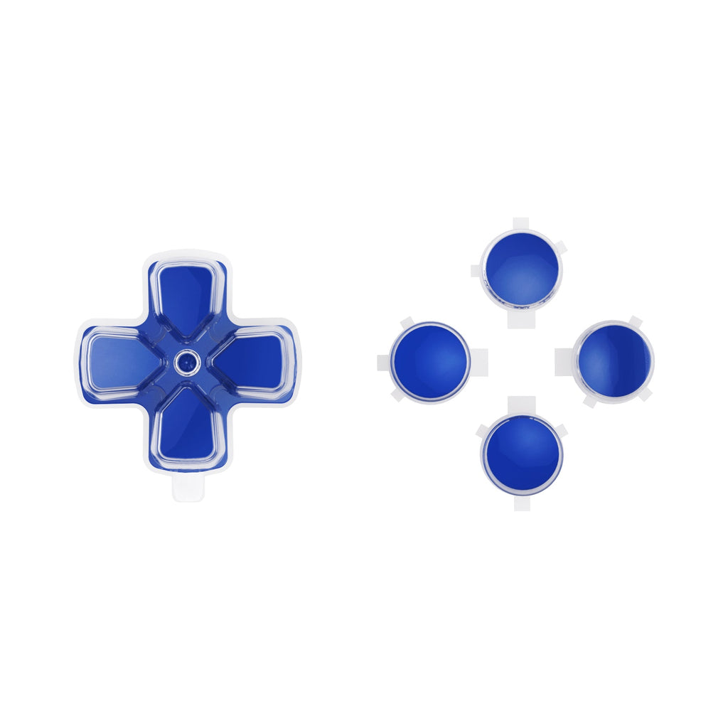 eXtremeRate Replacement No Letter Imprint Two-Tone Dpad Action Buttons for PS5 Controller - Blue & Clear eXtremeRate