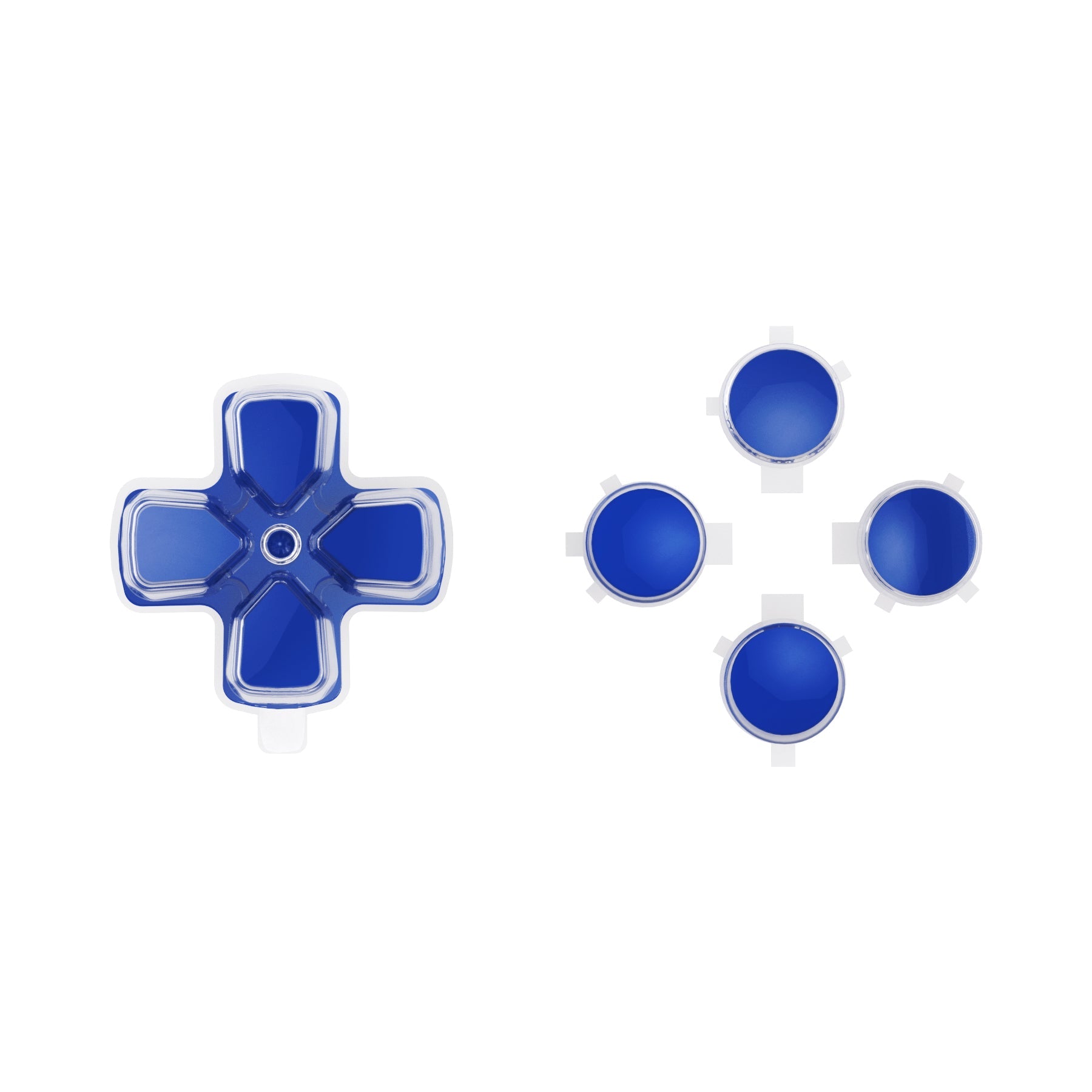 eXtremeRate Replacement No Letter Imprint Two-Tone Dpad Action Buttons for PS5 Controller - Blue & Clear eXtremeRate