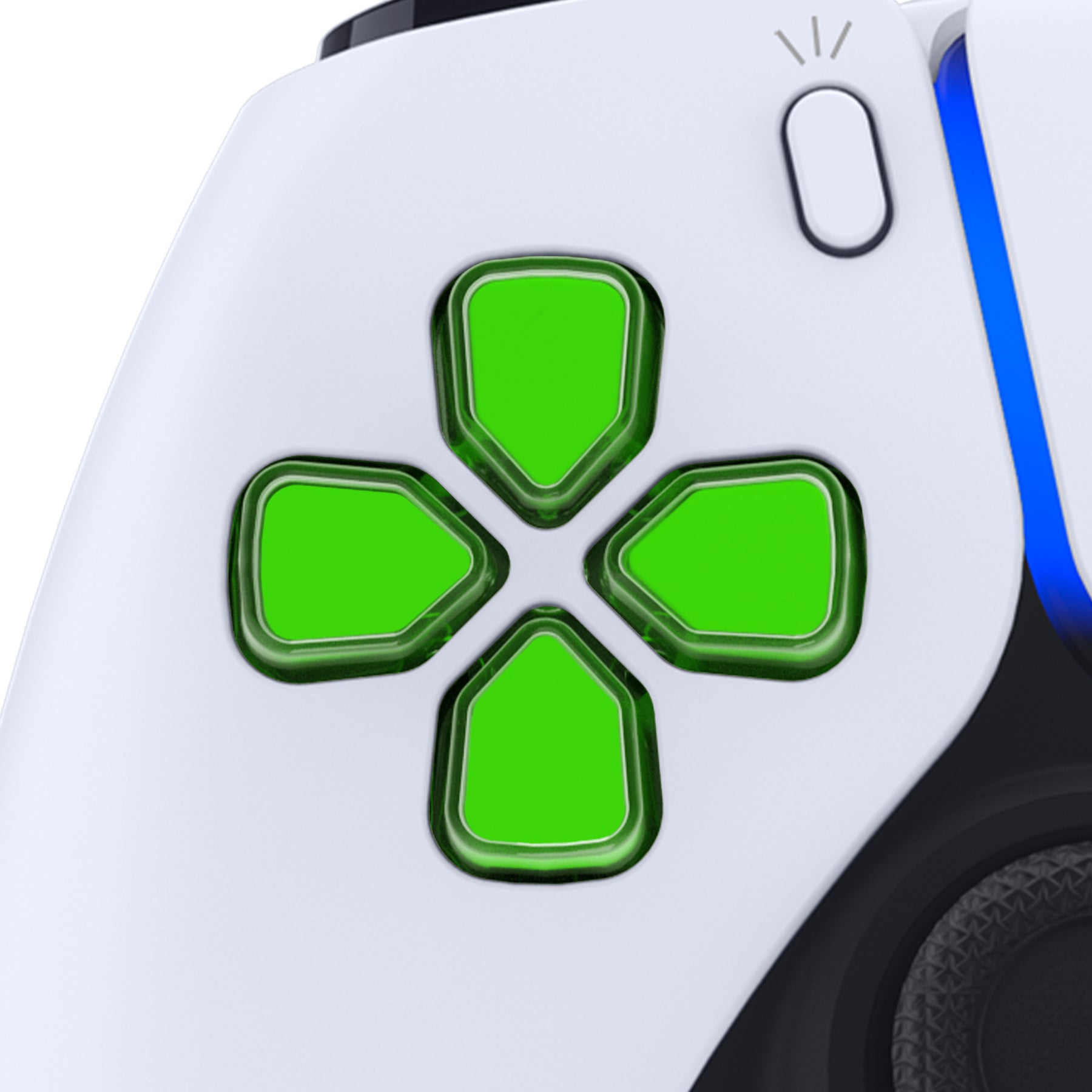 eXtremeRate Replacement No Letter Imprint Two-Tone Dpad Action Buttons for PS5 Controller - Green & Clear eXtremeRate