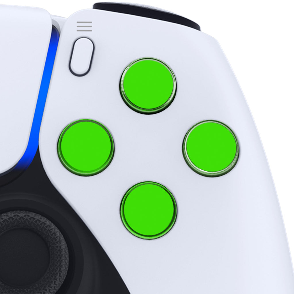 eXtremeRate Replacement No Letter Imprint Two-Tone Dpad Action Buttons for PS5 Controller - Green & Clear eXtremeRate